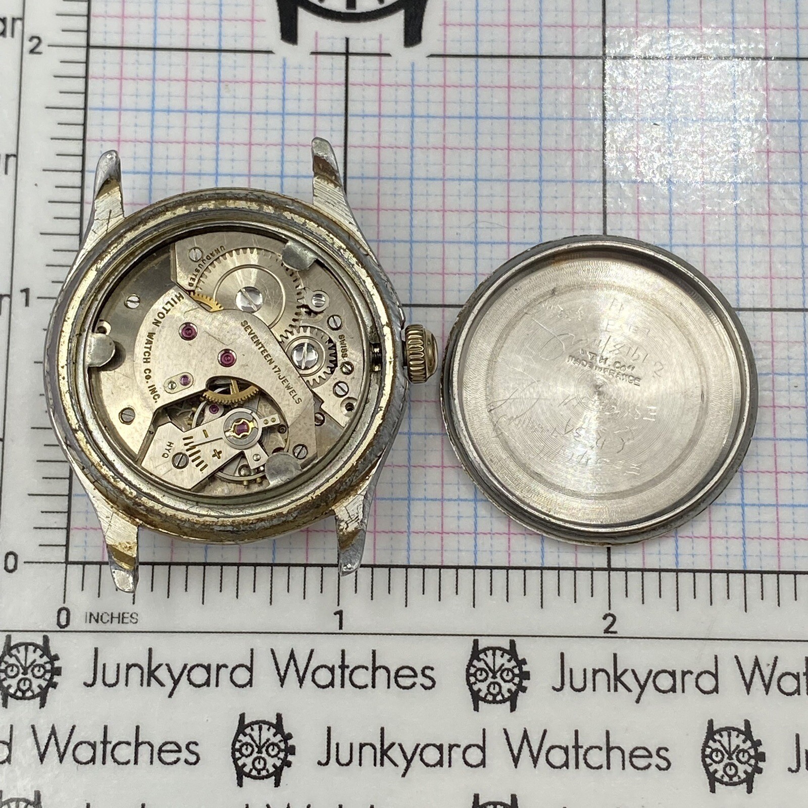 Vintage Hilton Watch Movement Repairs Parts Spares 17 Jewels Watchmaker
