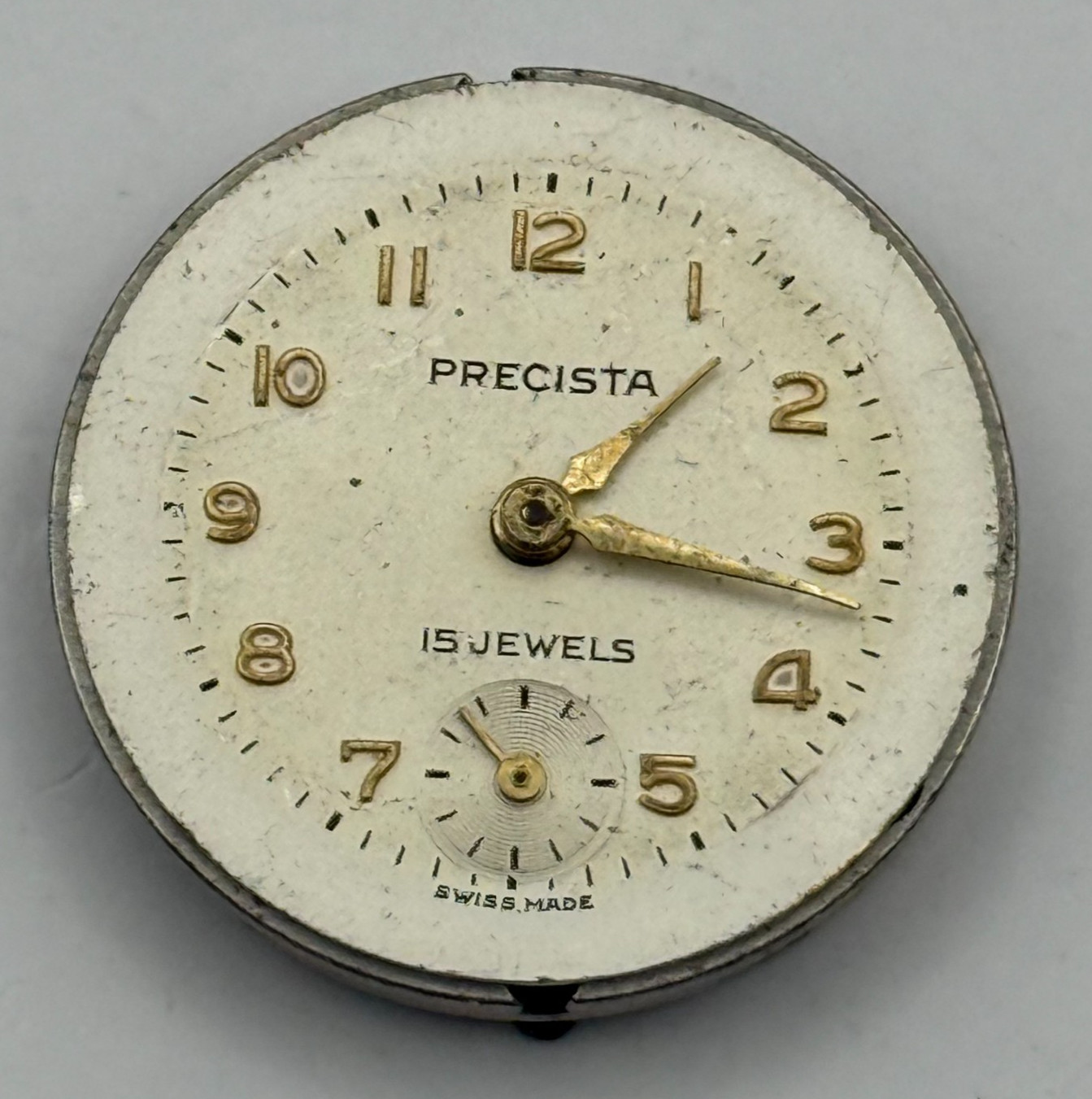 Arogno 125 Watch Movement Precista Steelco 15 Jewels Manual Wind Parts 23.7mm