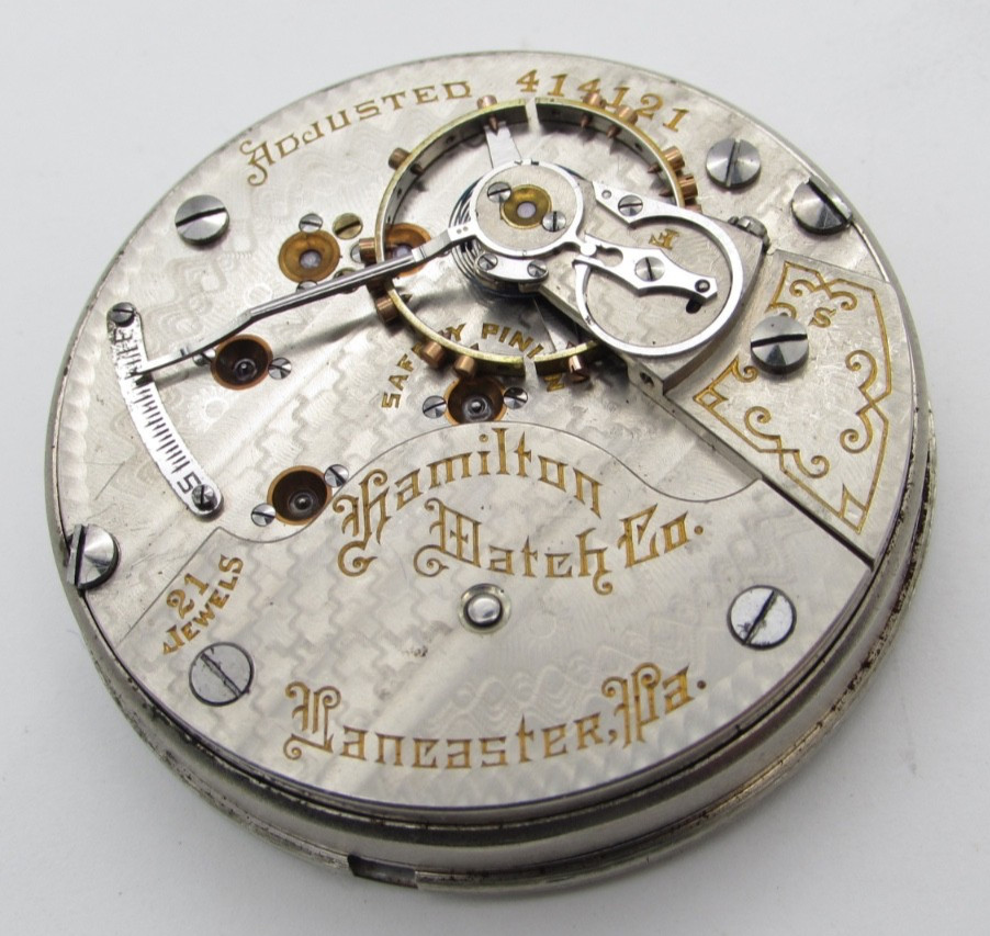 1905 Hamilton Grade 940 Model 1 Railroad Grade 21j Pocket Watch Movement Running