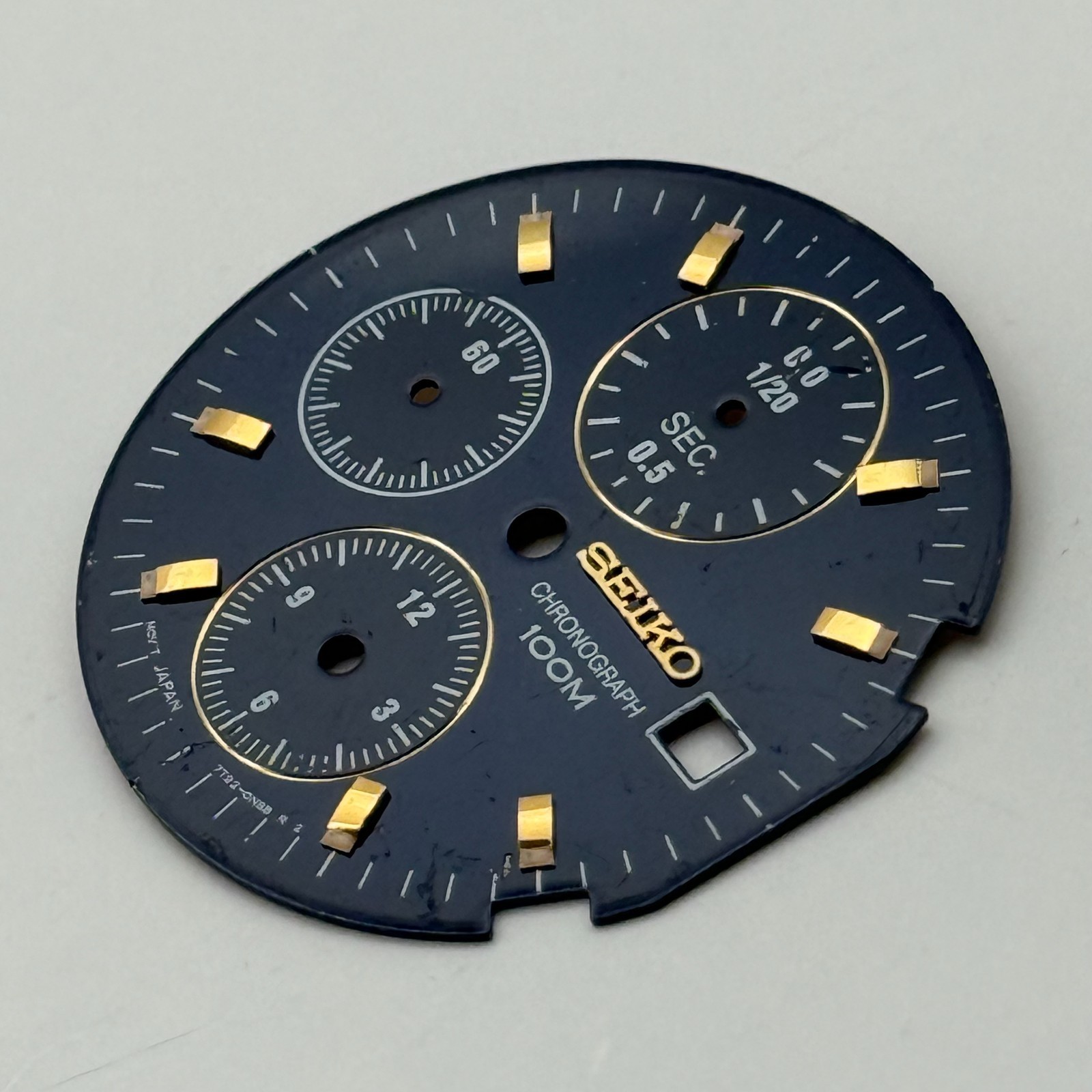 Seiko 7T92-0NS8 Watch Dial Chronograph 100M Black Spare Parts Repair 29.9mm