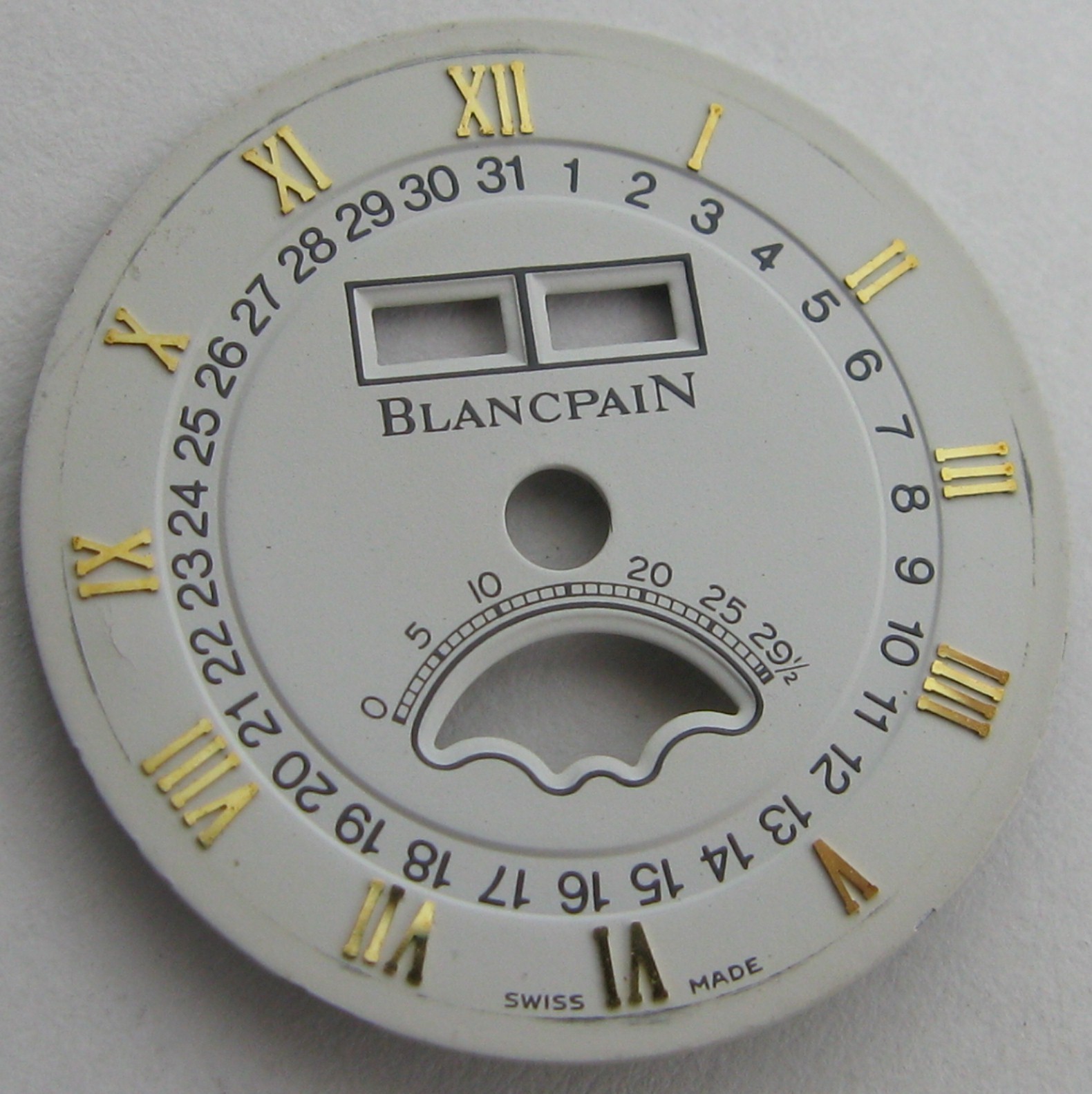 Blancpain Lady calendar moon Watch Dial white / gold diameter 21 mm