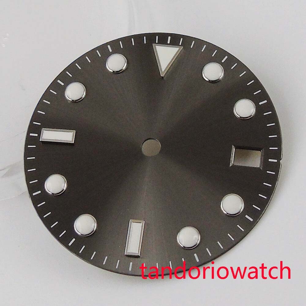 28.5mm balck/blue/grey watch dial with date window fit NH35 automatic movement