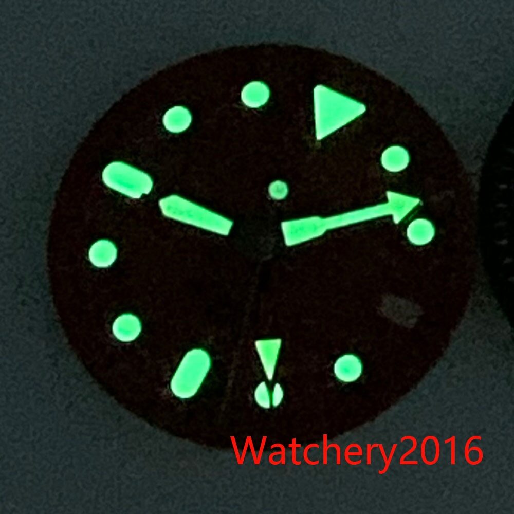 29MM GMT Dial Fit NH34 NH34A Green Luminous Black Orange Watch Dial Date Window