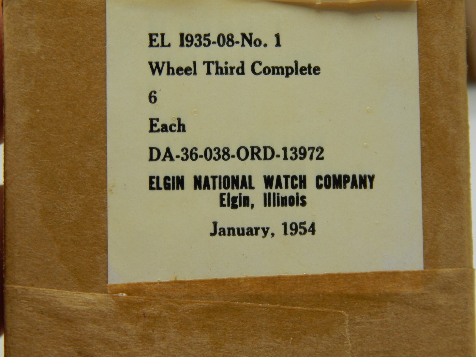Quantity 1 Elgin Third wheel complete New Old Stock Military WWII Korean War Era