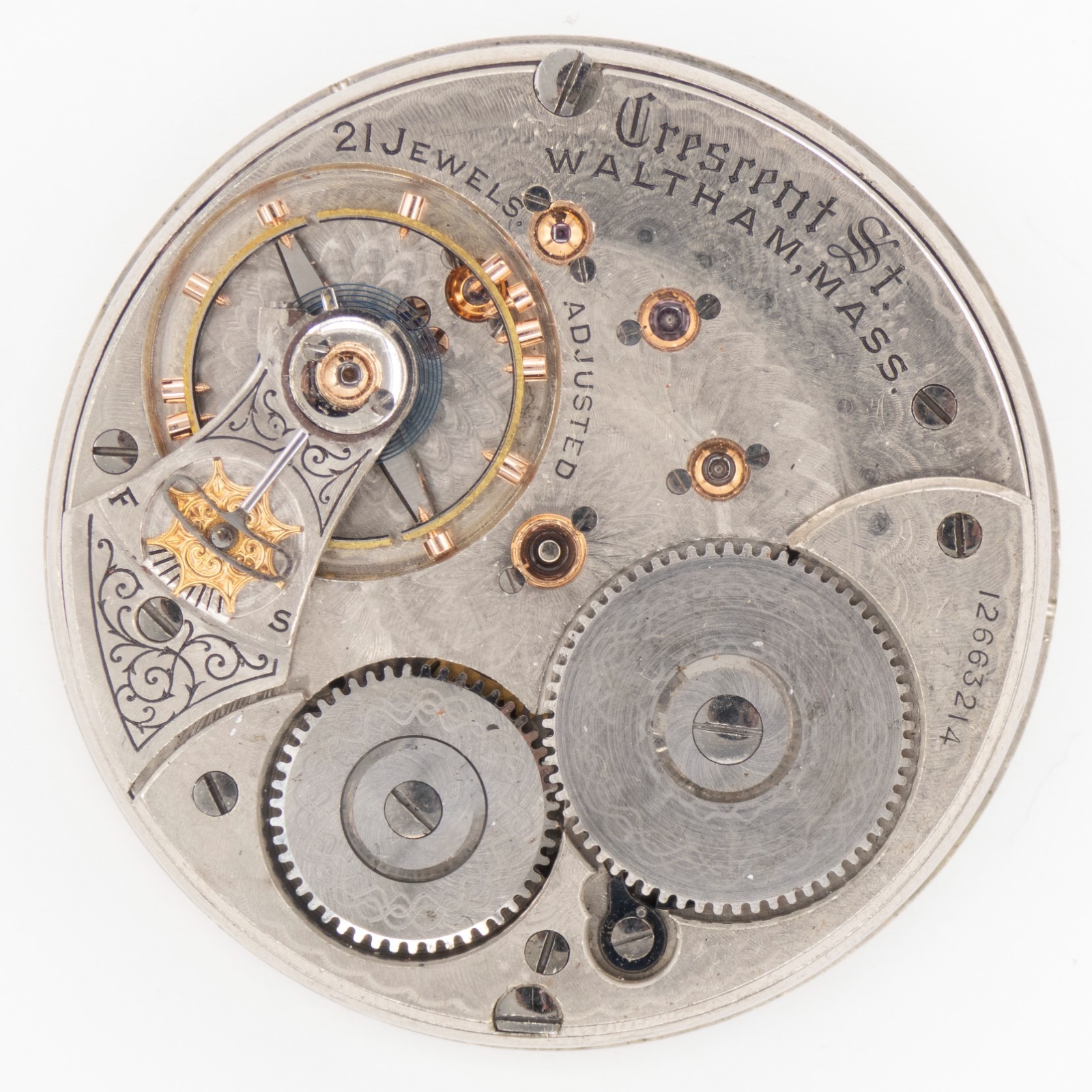Waltham Grade Crescent St. 18-Size 21-Jewel Antique Pocket Watch Movement