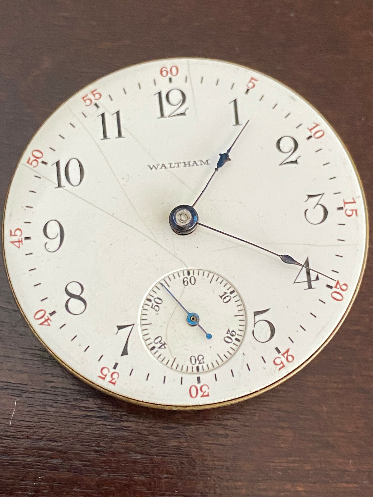VINTAGE 18S WALTHAM POCKET WATCH MOVEMENT, GR. 81 , KEEPING TIME, YEAR 1904