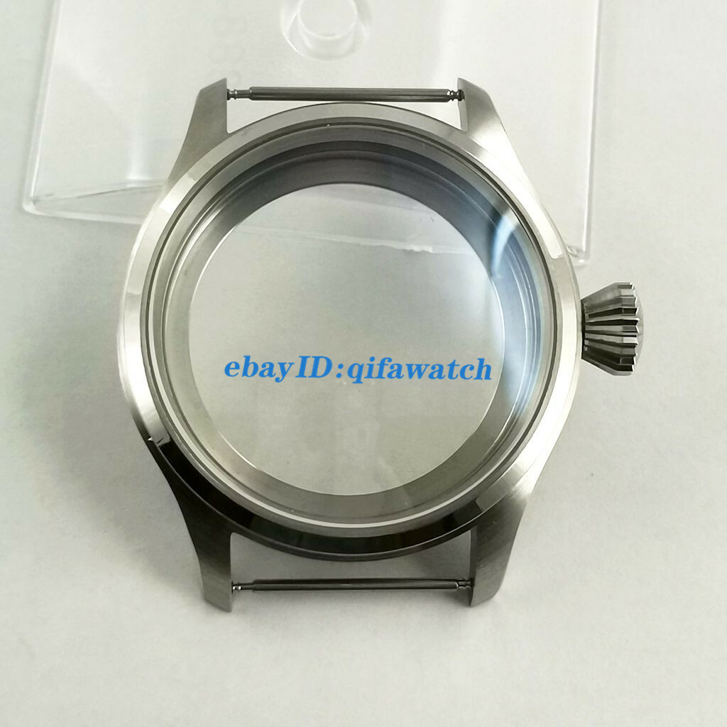 Parnis 47mm Brushed Steel Watch Case Fit ETA 6497 6498 Seagull St36 Movement
