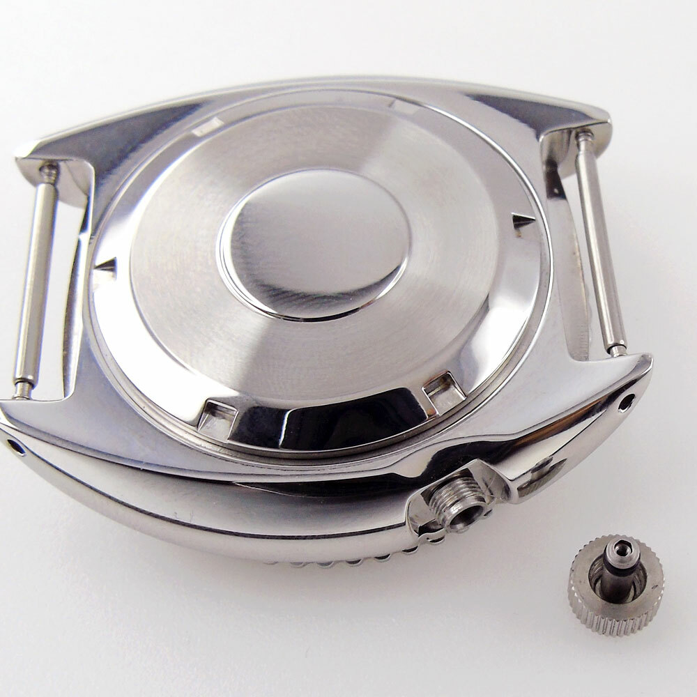 45mm Sapphire Watch Case For NH35/NH36 Chapter Ring Silver/Black Aluminum Bezel