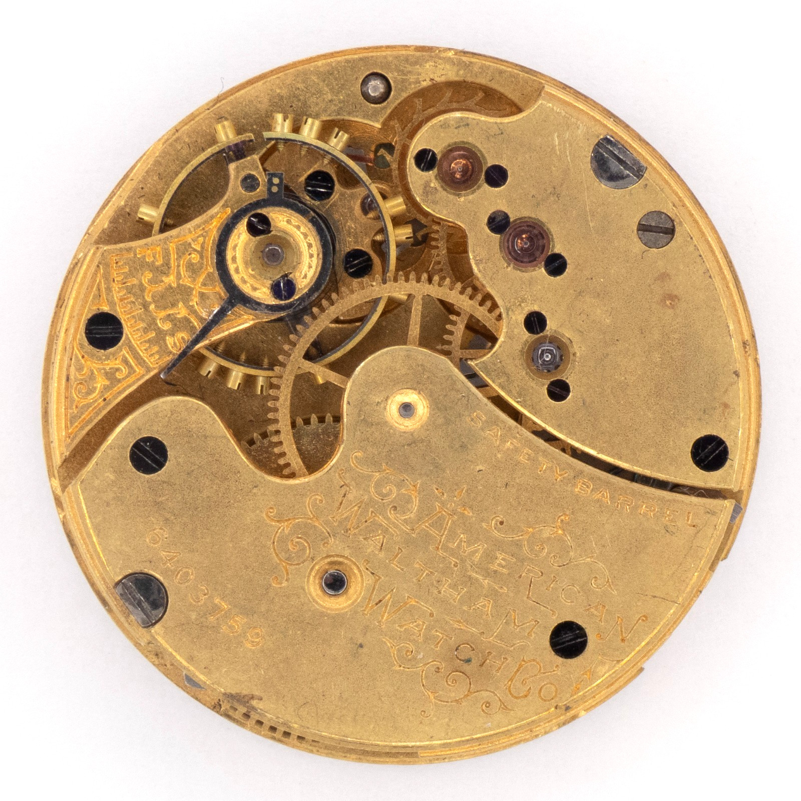 Waltham Grade No. 62 0-Size 11-Jewel Antique Pocket Watch Movement, Runs