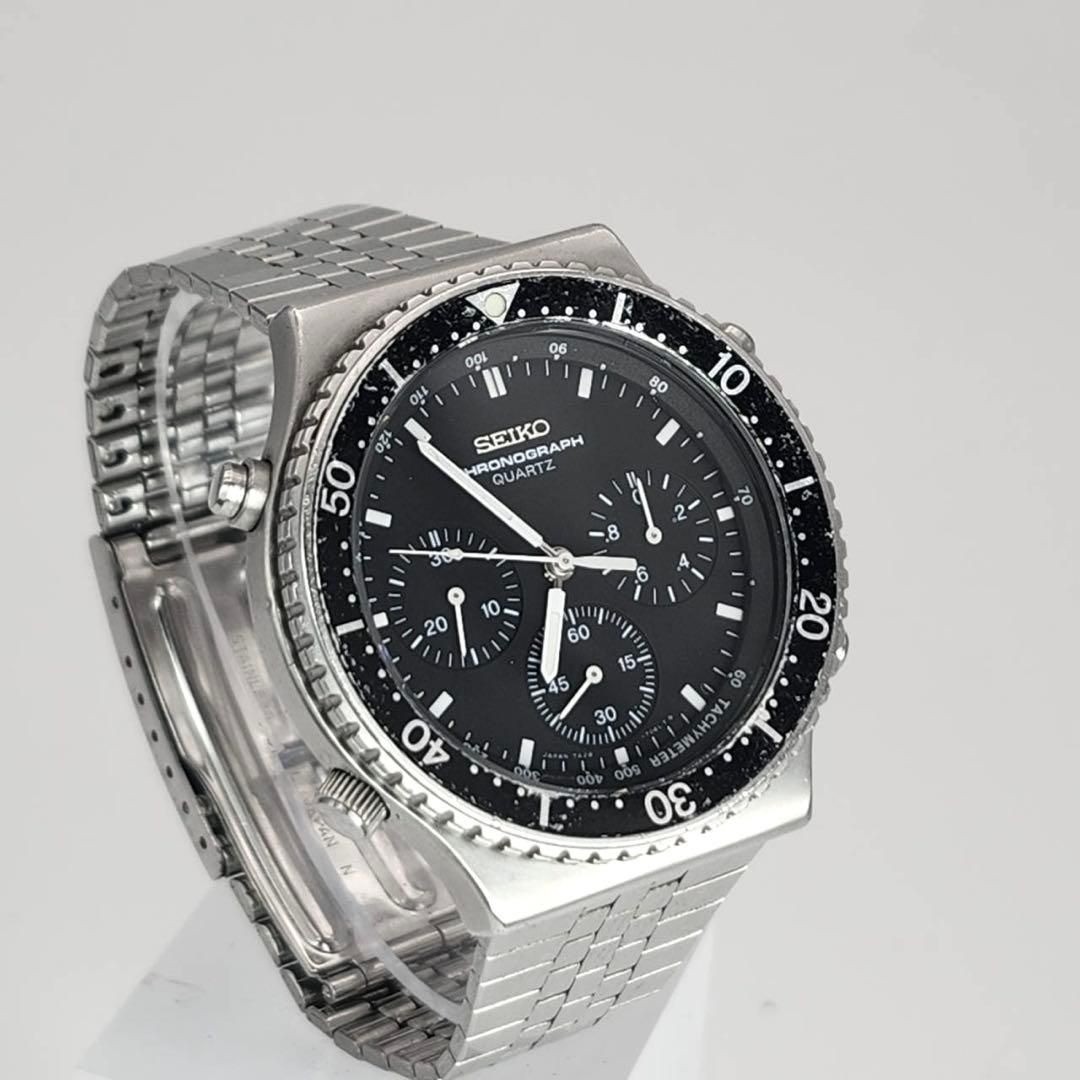 Seiko 7A28-7040 Quartz Chronograph Men’s Watch Vintage Black Dial Auth Japan