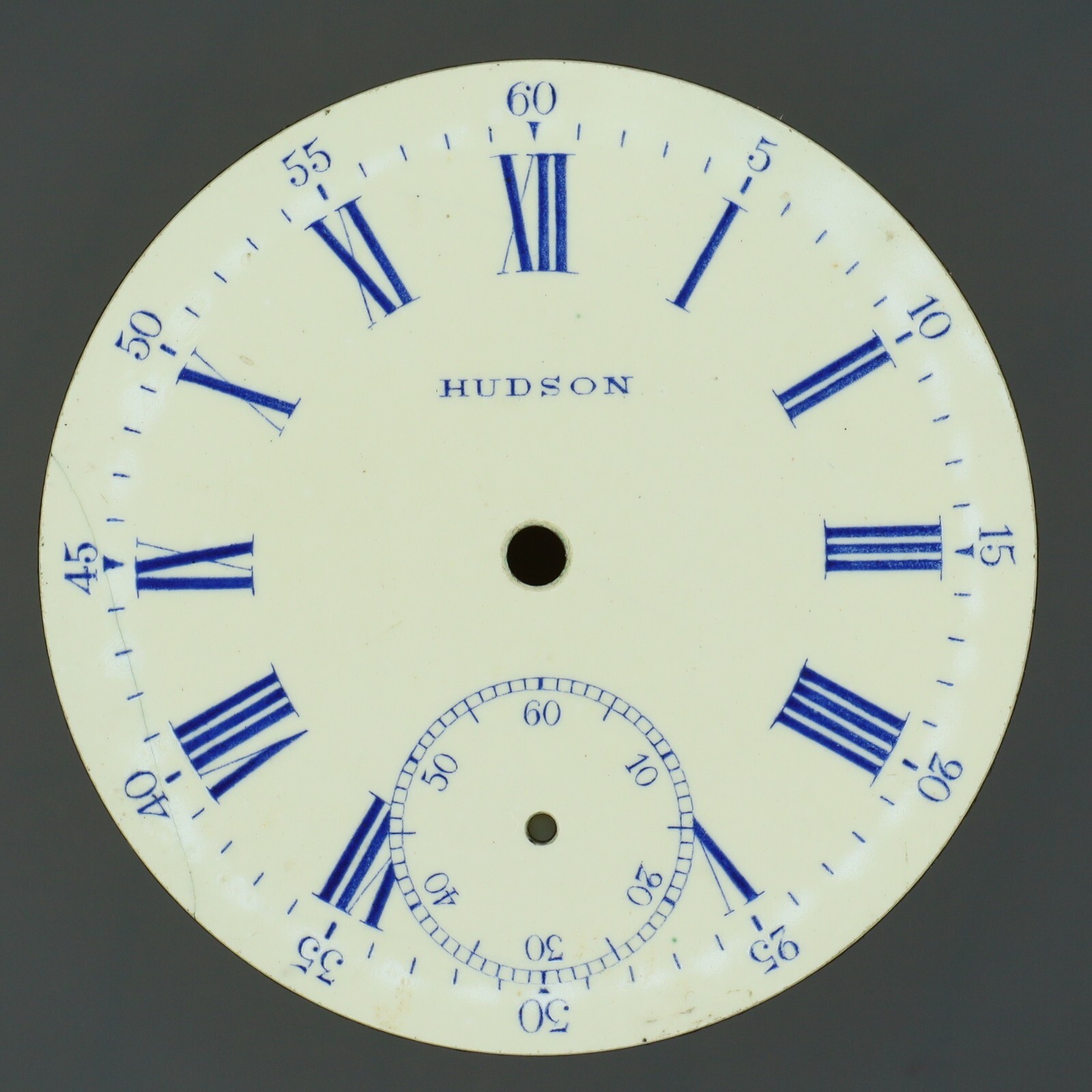 Hudson New York Standard Blue Hash Mark 5 Minute Track Pocket Watch Dial 42mm