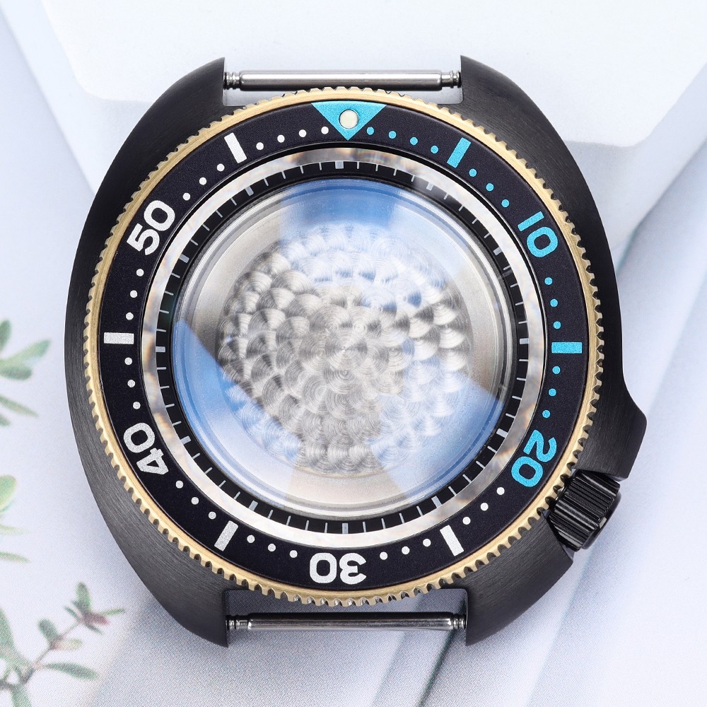 PVD Steel 44mm Watch Cases Modify turtle Mod Sapphire 10ATM For Seiko NH35 NH36
