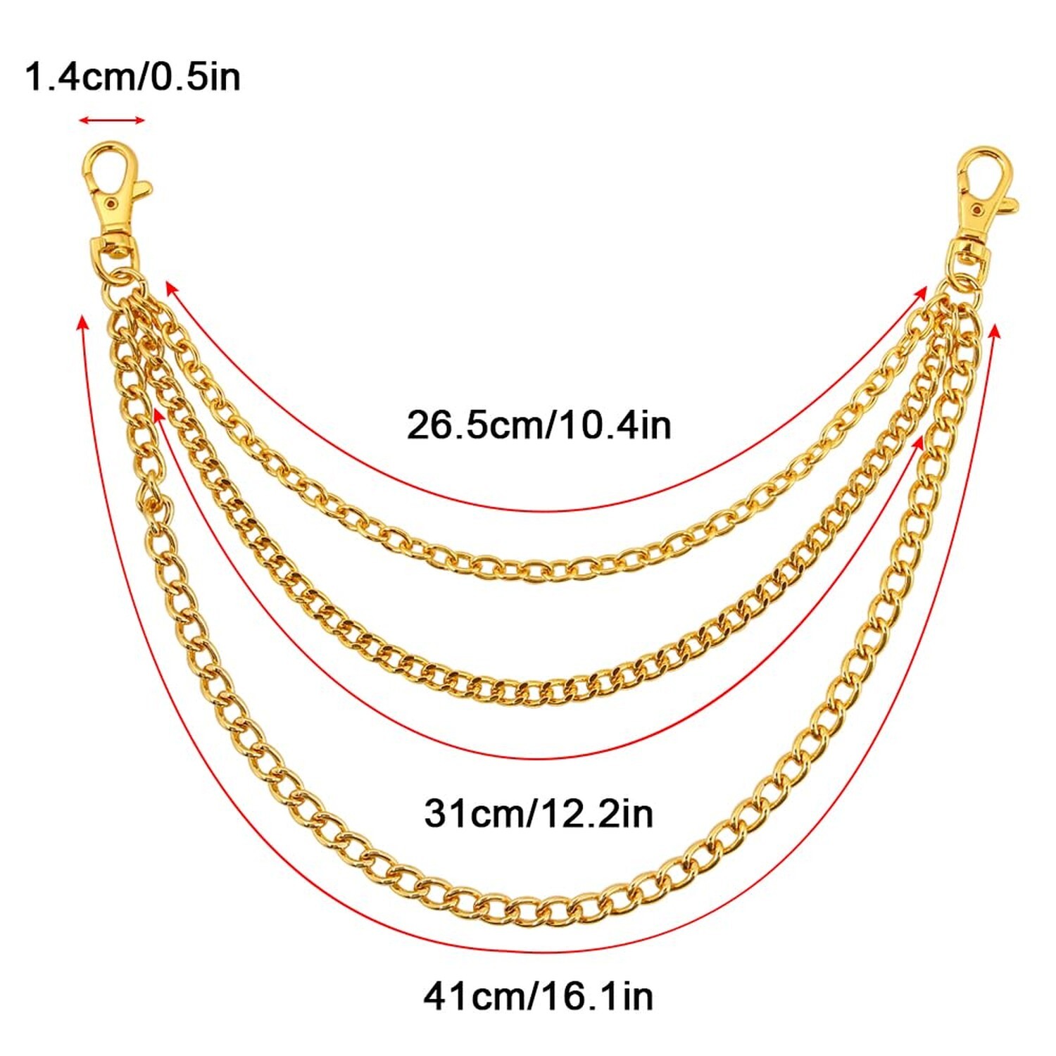 Gold/Silver Customizable Pocket Watch14 Inch Chain with Twisted Thick & T Bar…