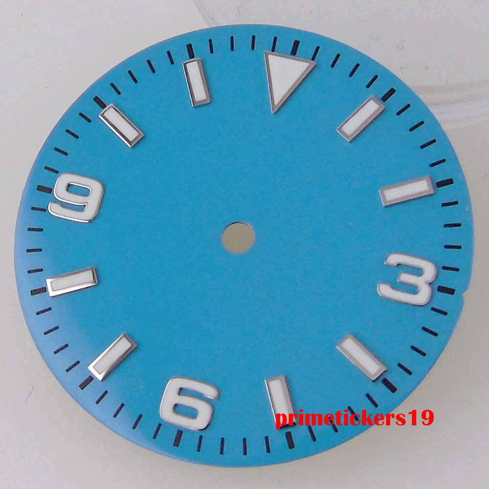29mm Black/Blue/Orange Watch Dial Face Hands Green Lume Fit NH35 NH36 Movement