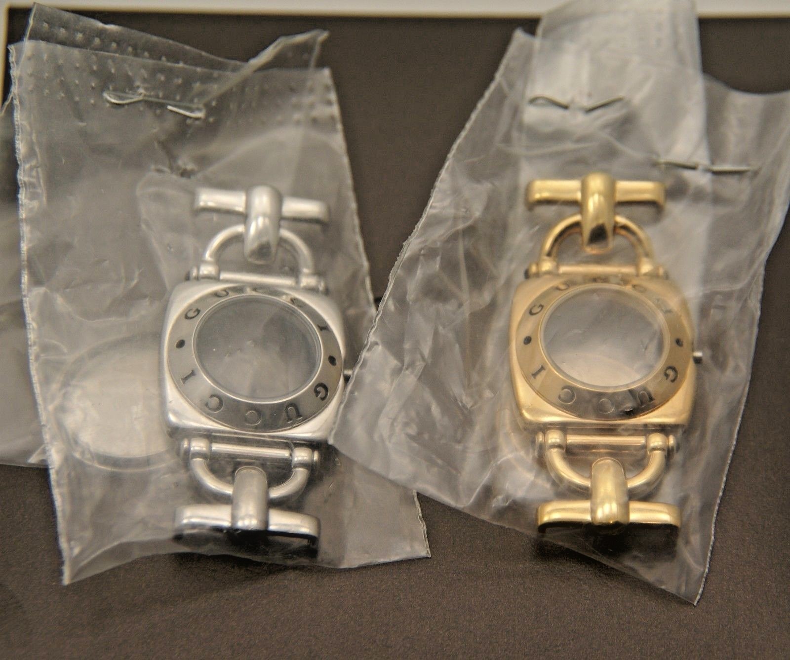 New Gucci Replacement Case, Crystal and Back – Ladies 6300 L- Gold and Silver
