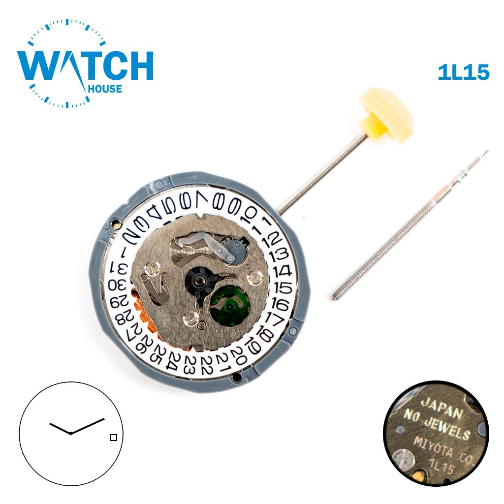 MIYOTA 1L15 JAPANESE QUARTZ MOVEMENT, White Date Disk ON 3 , 2 HANDS .