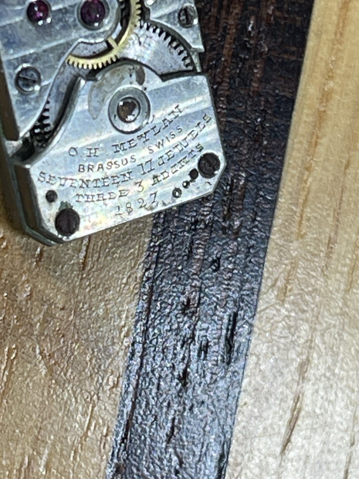 C.H. Meylan Brassus Swiss Watch Movement #1827 Rectangle Tank 17 jewels 3 Adj