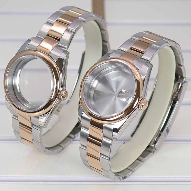36mm 39mm Watch Case Oyster Strap Steel Sliding Lock Buckle For NH35/36 Movement