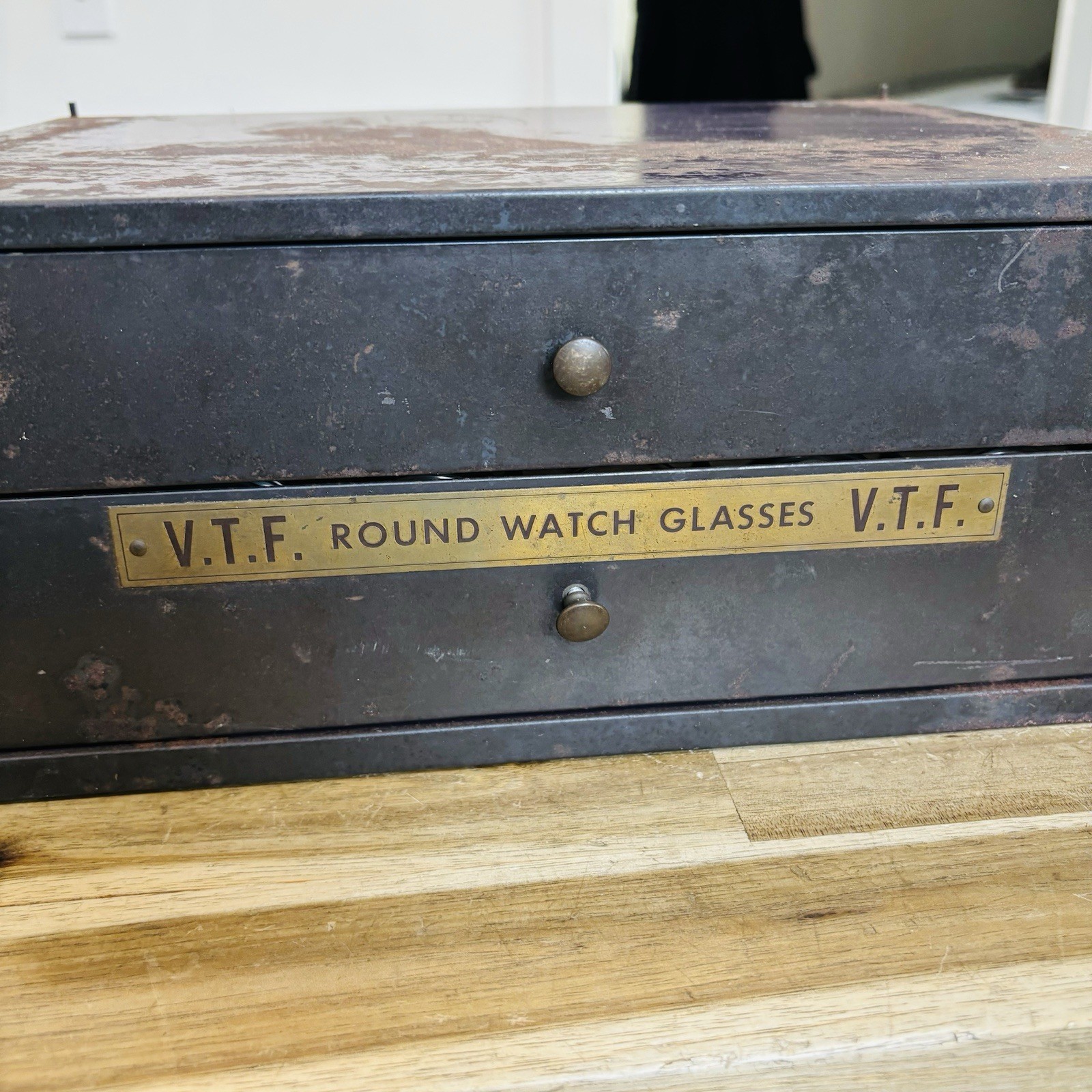 VTF Watchmakers Cabinet & Vintage & Lot of NOS Old Stock Glass Watch Crystals