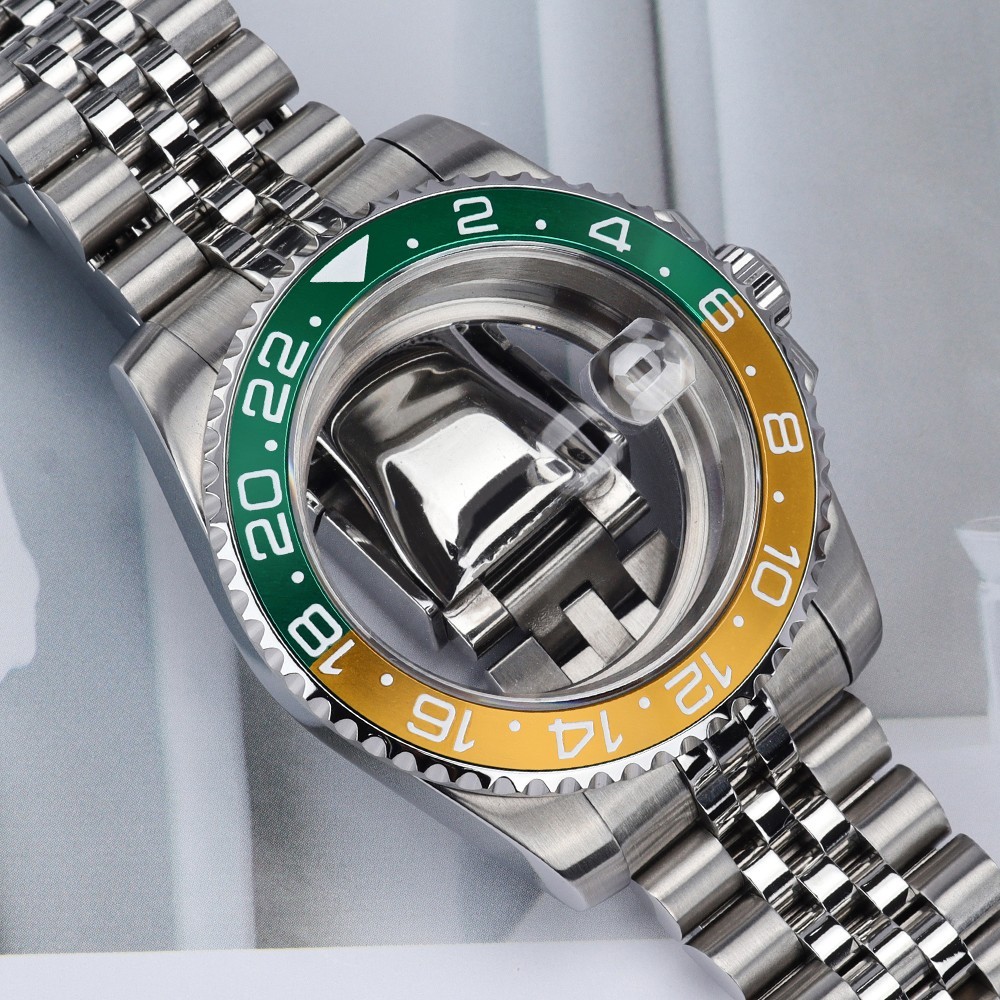 FEIYASHI 40mm Oyster GMT Aviator Watch Case Bracelet Pepsi Bezel For Seiko NH35