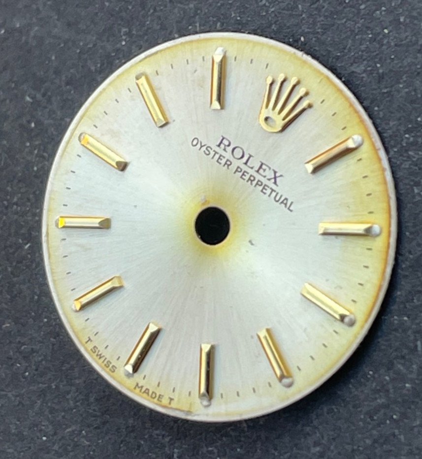 Vintage Rolex Ladies Oyster Perpetual Watch Dial For 24mm 6718 Champagne & Gold