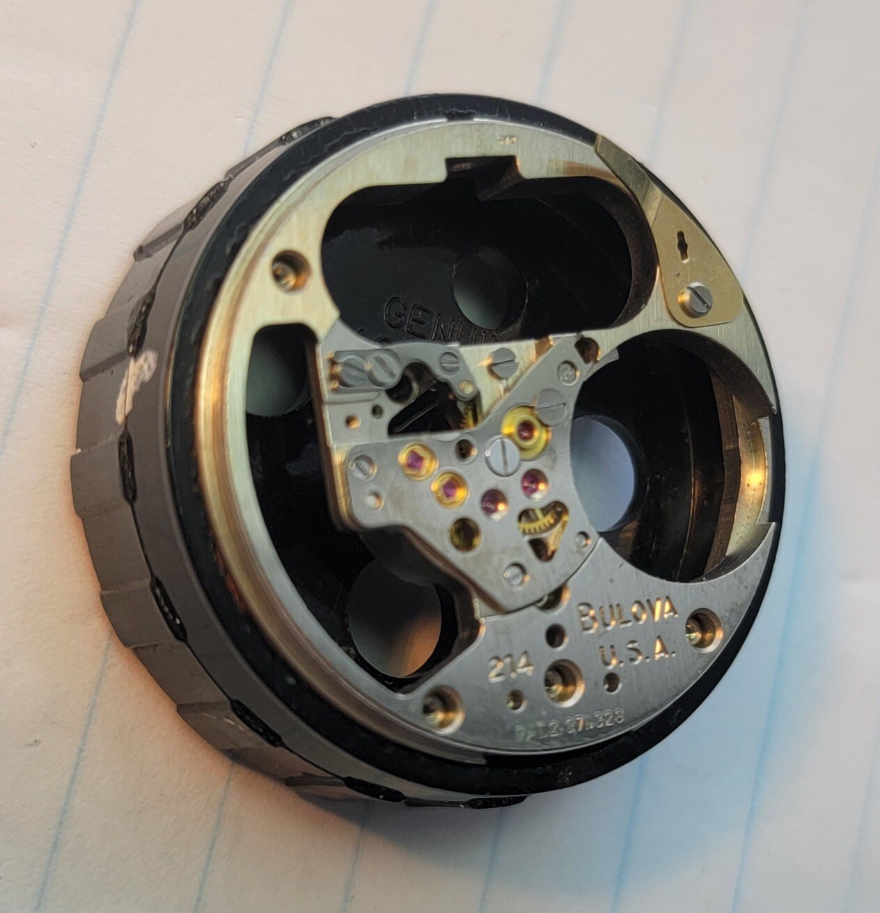 Vintage Bulova Accutron 214 Part 709 Movement Pillar Plate USA M4H 1964