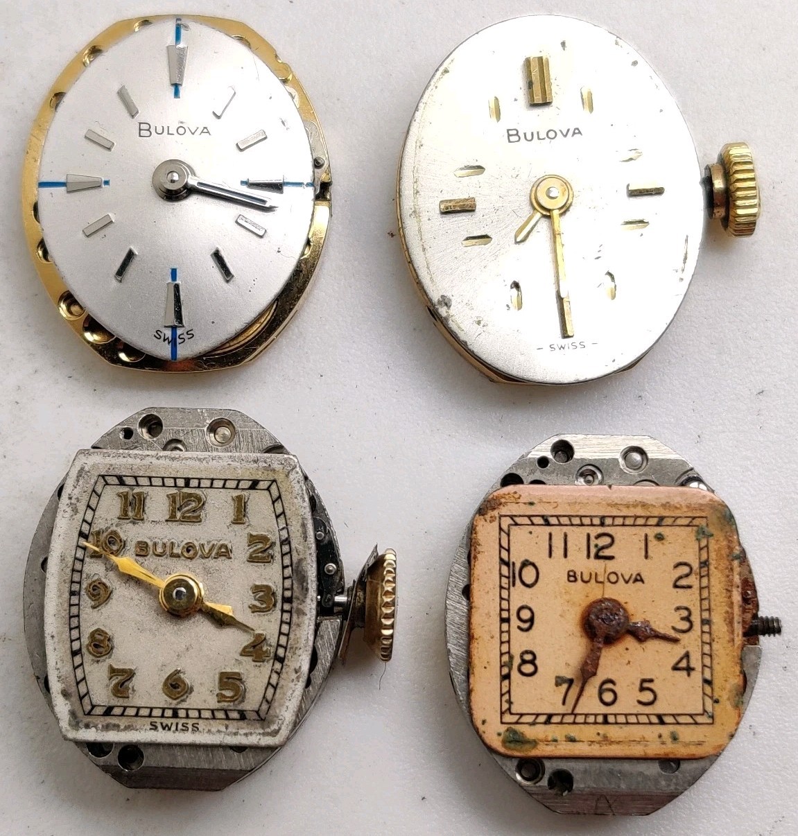 Lot Of 4 Bulova 5BD 5AB movements Run For Repair