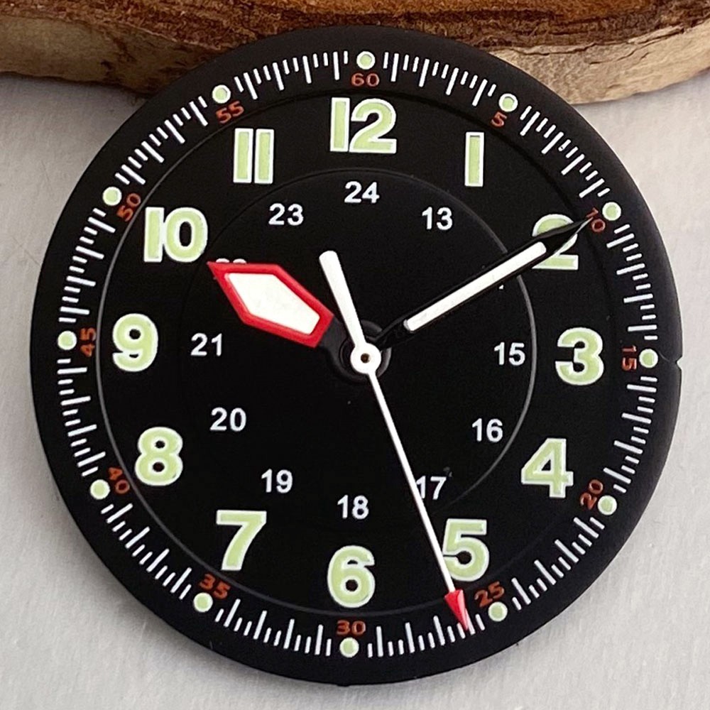 29mm Black Retro Pilot Lume Watch Dial Face Fit NH35 ETA2824 Miyota8215 Movement