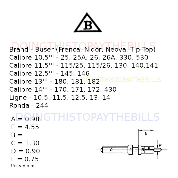 Buser (Frenca) 25 115/25 145 + Many – Winding Stem – Ronda 244 10.5”’+ (BC902)