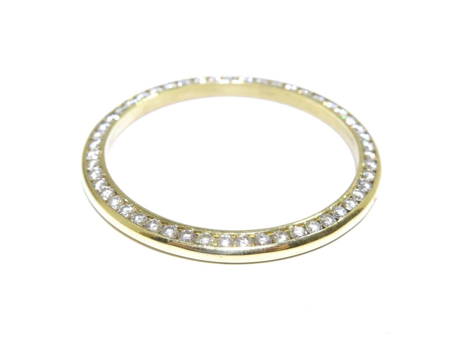 Rolex 36mm Day Date/Date Just 14k Gold 2ct White Round Cut Diamond Channel Bzl