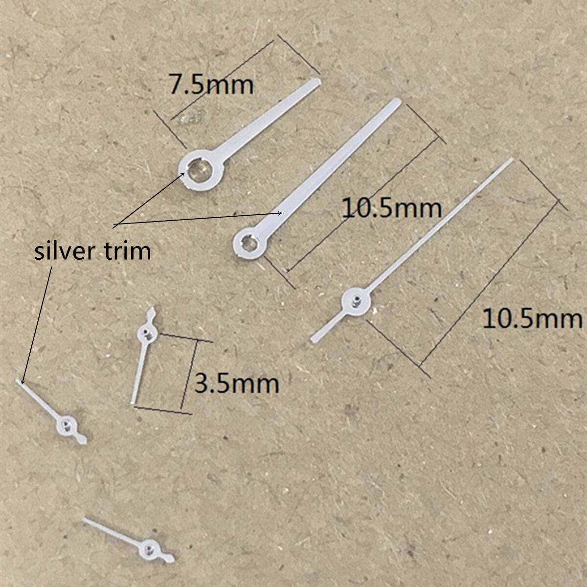 10.5mm Silver Trim No Lume Watch Hand for Epson VX3J VX9J VX7J VX3N VX9N VX42