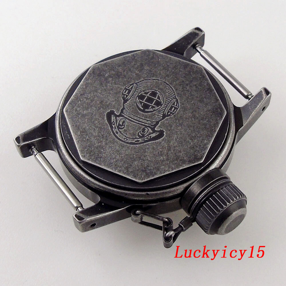 36mm Brush Silver Black Sandblast Watch Case fit NH35A NH36A NH34 SKX SRP 7S26