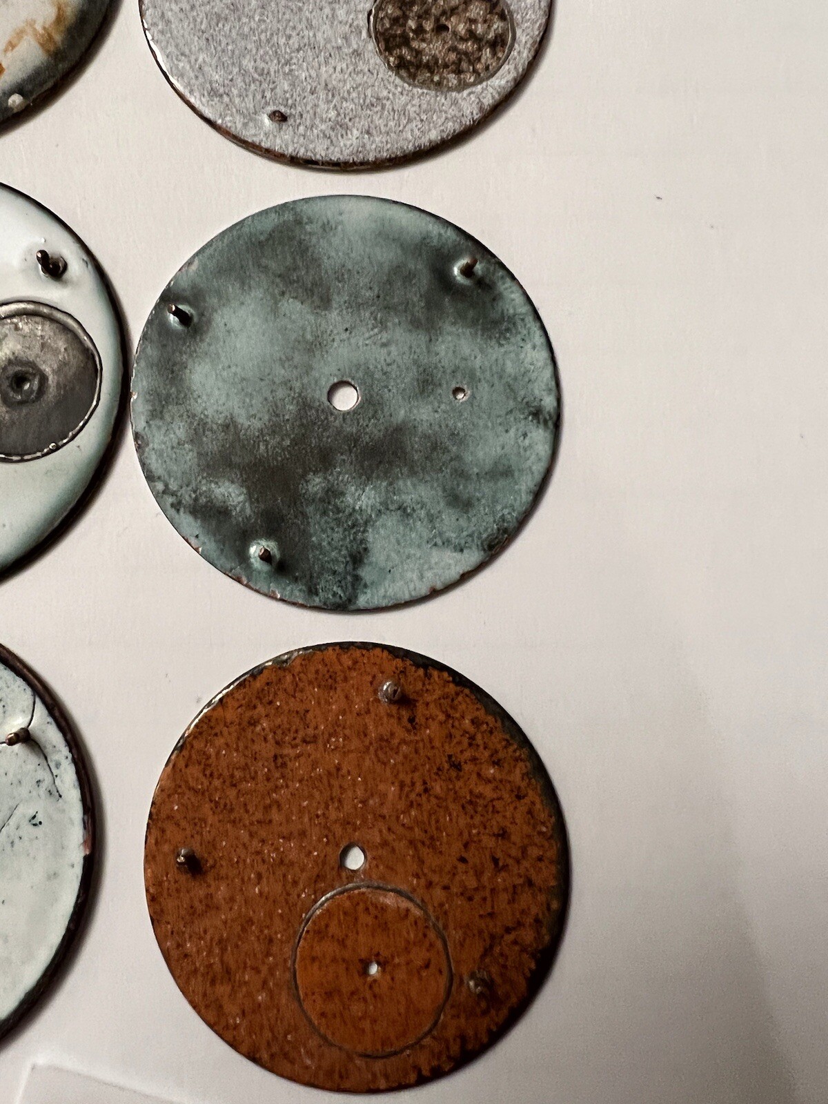 Lot Of 8 Antique Pocket Watch Porcelain Dials, Various Brands And Sizes