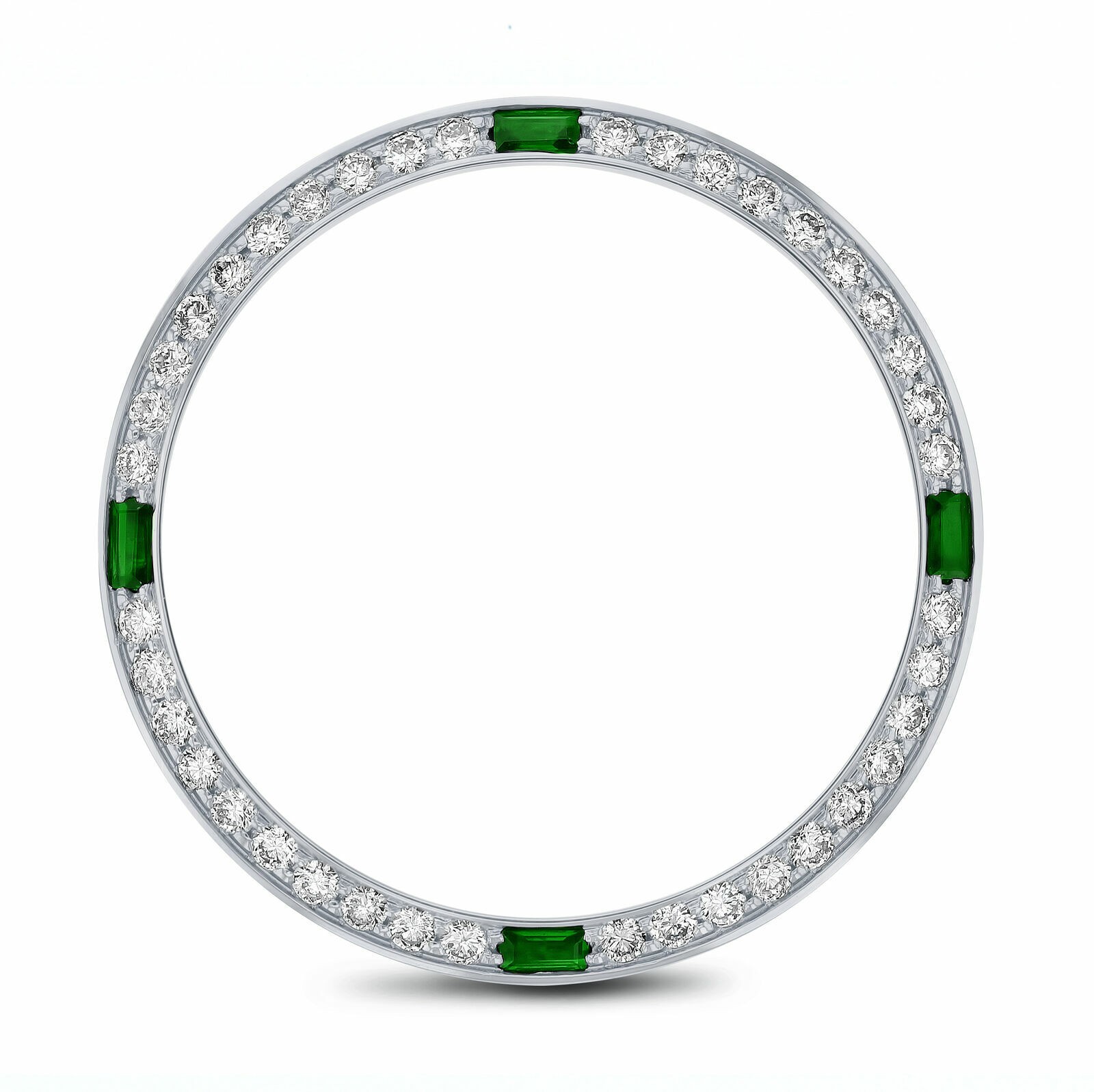 1CT BEAD NATURAL DIAMOND BEZEL FOR ROLEX 31MM 4 EMERALDS WHITE GOLD 78159 78279
