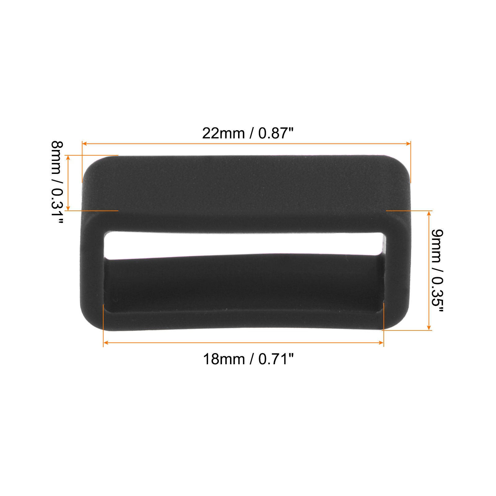 Watch Band Strap Loops Silicone for 18mm Width Watch Band Black 4Set
