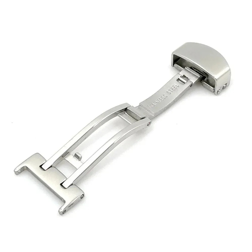 14-22mm Solid Stainless Steel Butterfly Deployment Clasp Silver Watch Buckle