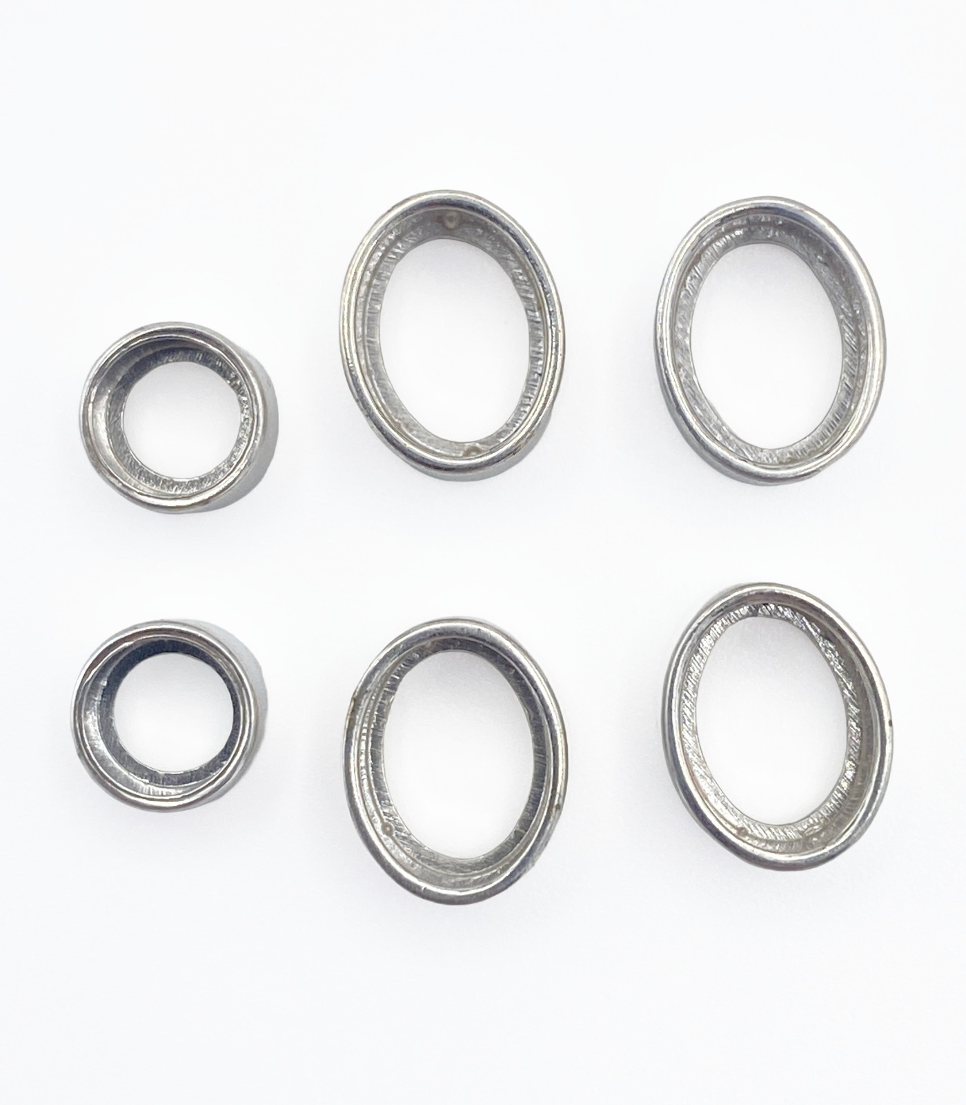 6 Sterling Silver Casted Tube Bezel Settings 5mm Round 8x6mm Oval .925