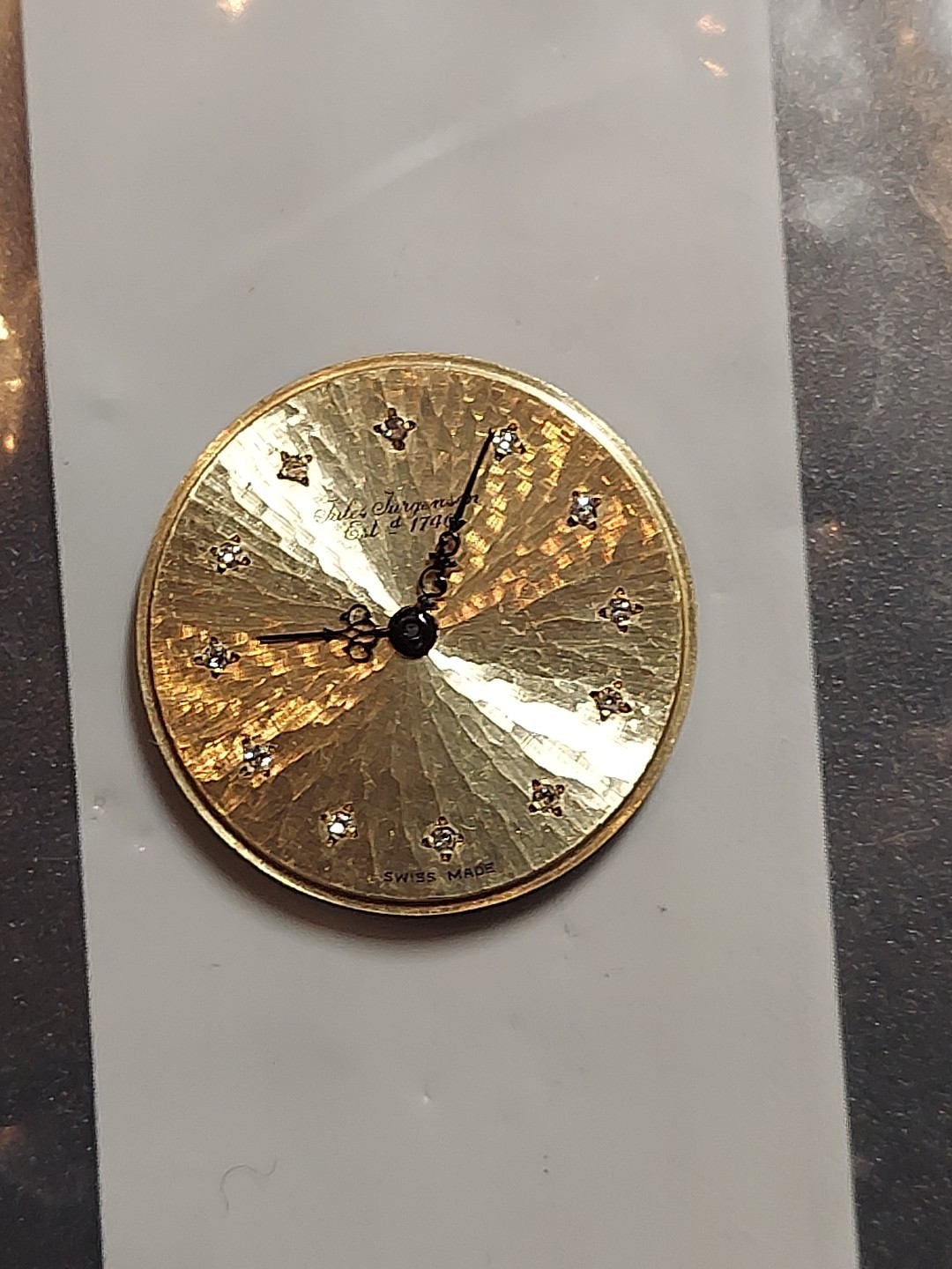 Jules Jurgensen W.Movement 14k Gold Yellow Dial With 12 Diamonds Mens Cal 2512