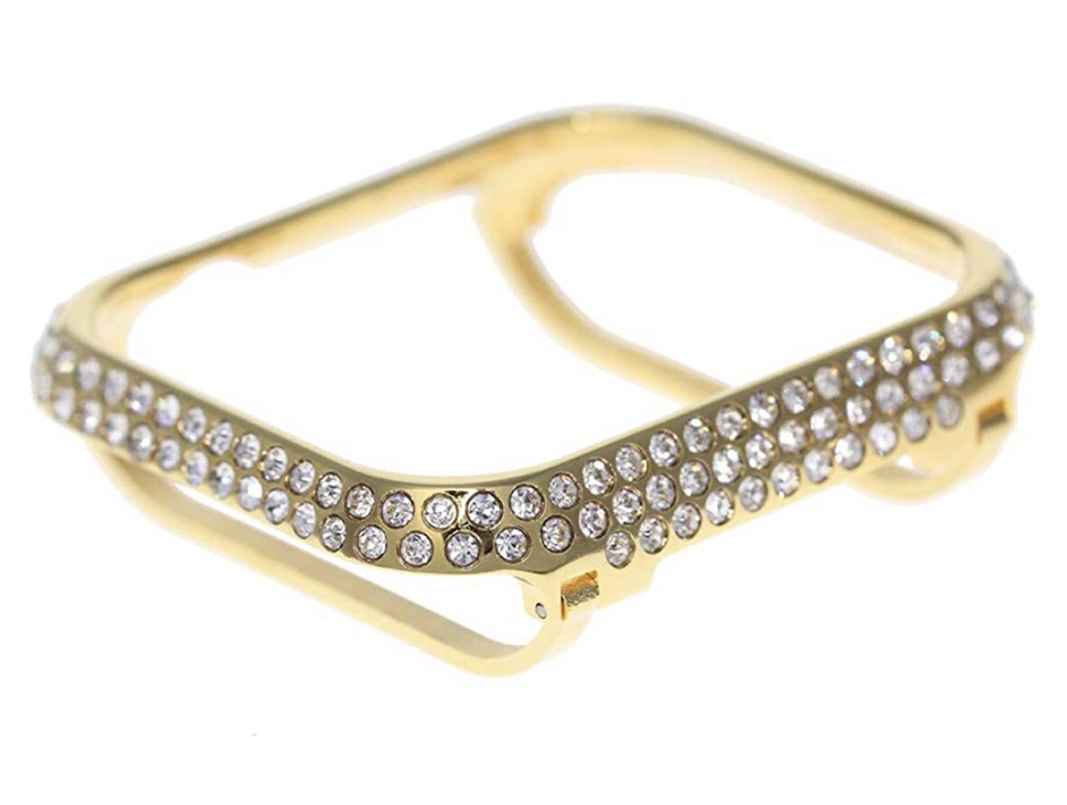 Custom 24k Gold Case For Apple Watch 38mm Series 1 2 3 Diamond Rhinestones
