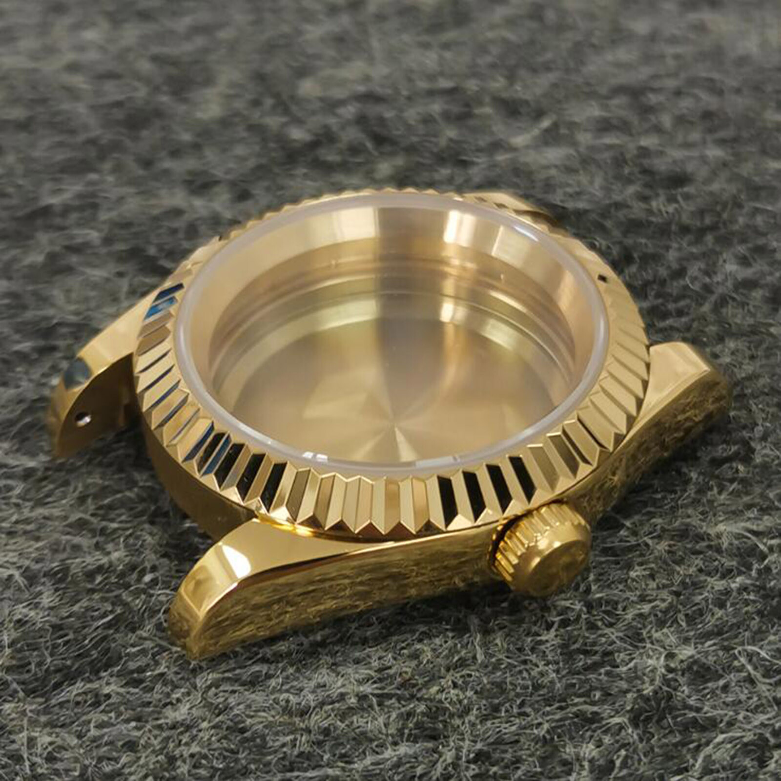 For NH35/36 Movement PVD Gold Tooth Ring/Oyster Stainless Steel Watch Case 39mm