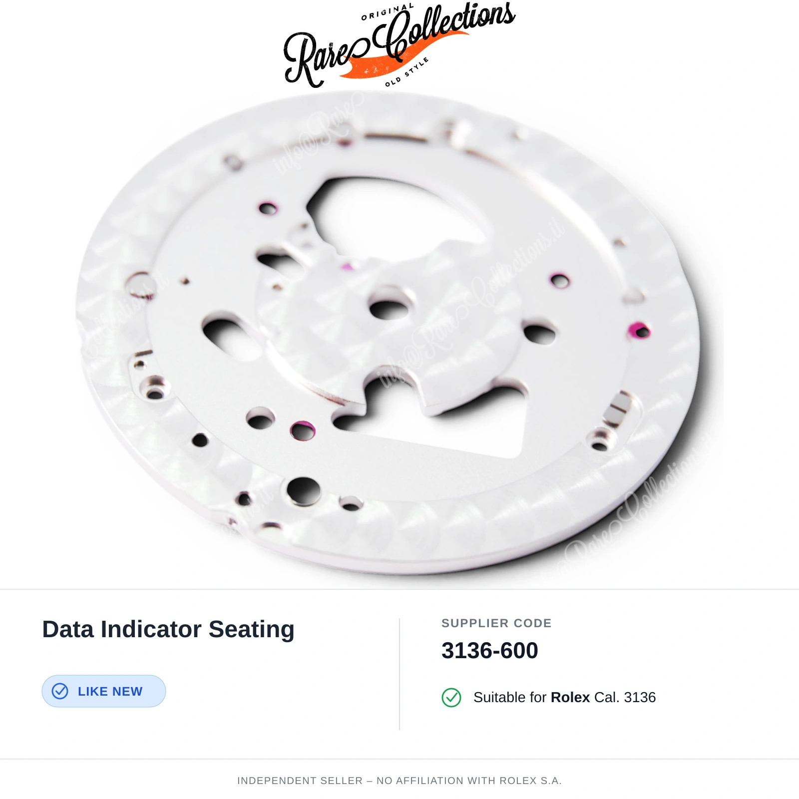 Data Indicator Seating for Rolex (cod. 3136-600) — Excellent Condition