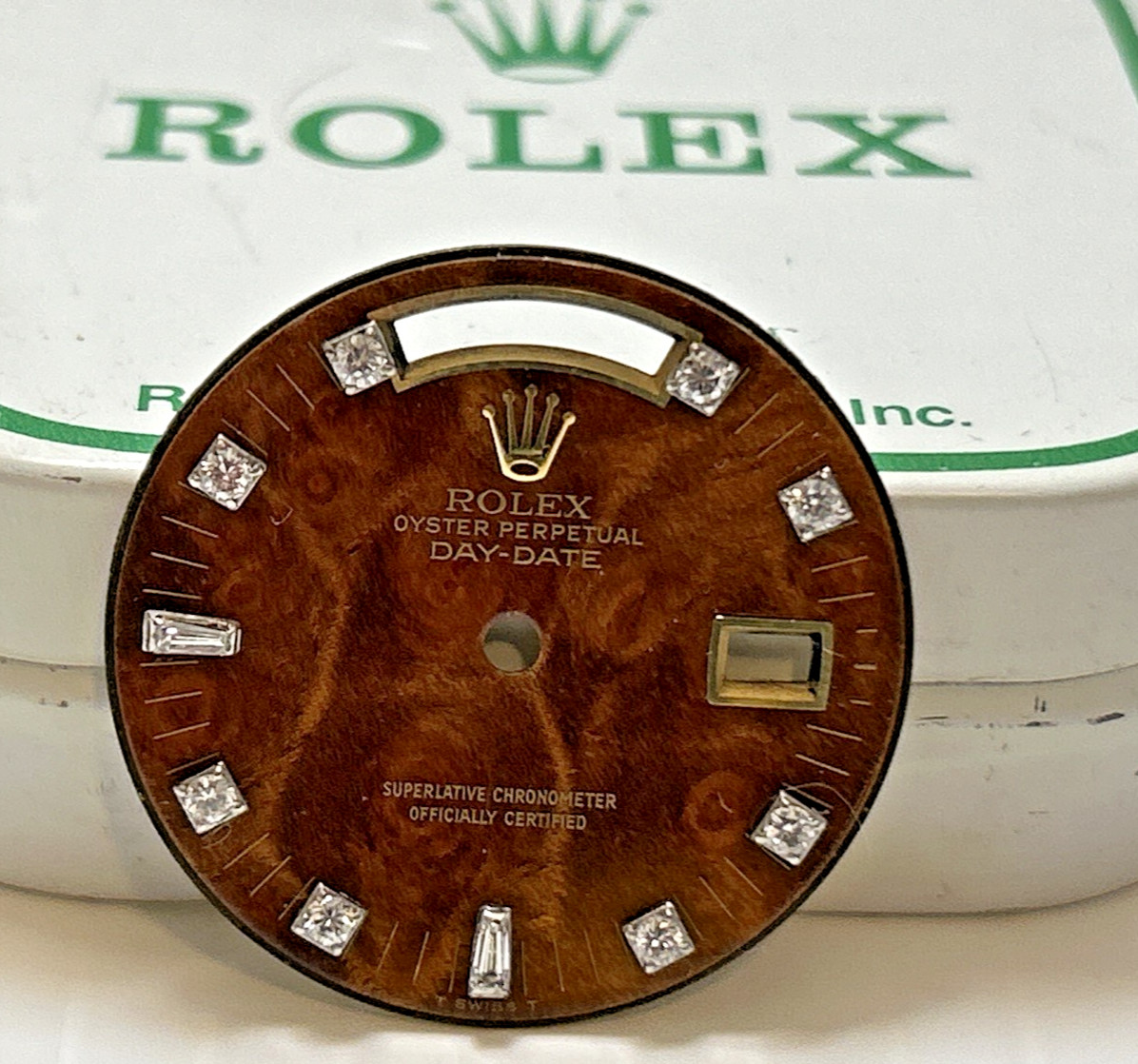 Authentic Rolex 36mm Wood Dial Added Diamonds for President Day Date Watch 18038
