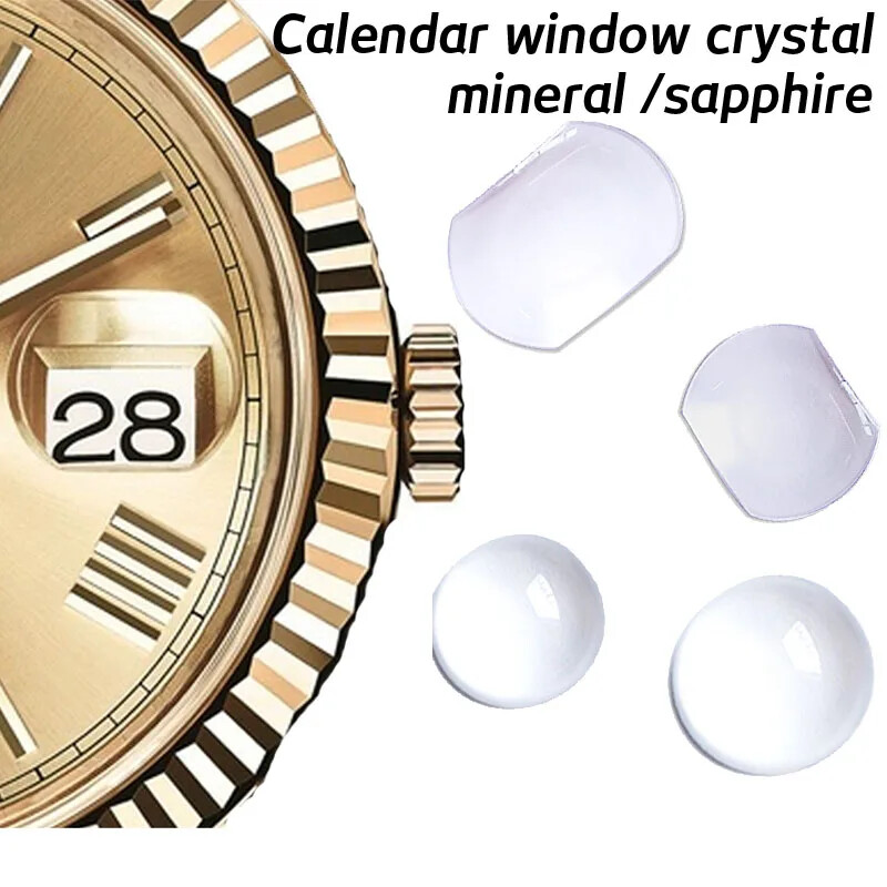 3.5mm 7.0mm Watch Crystal Magnifying Date Calendar Window Mineral Sapphire Glass