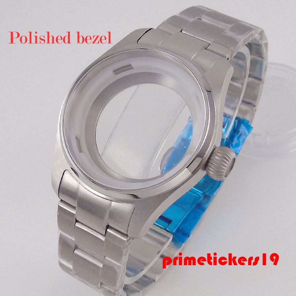 39mm/36mm Pilot Steel Watch Case Band Exhibition Back Fit NH35 ETA2824 PT5000