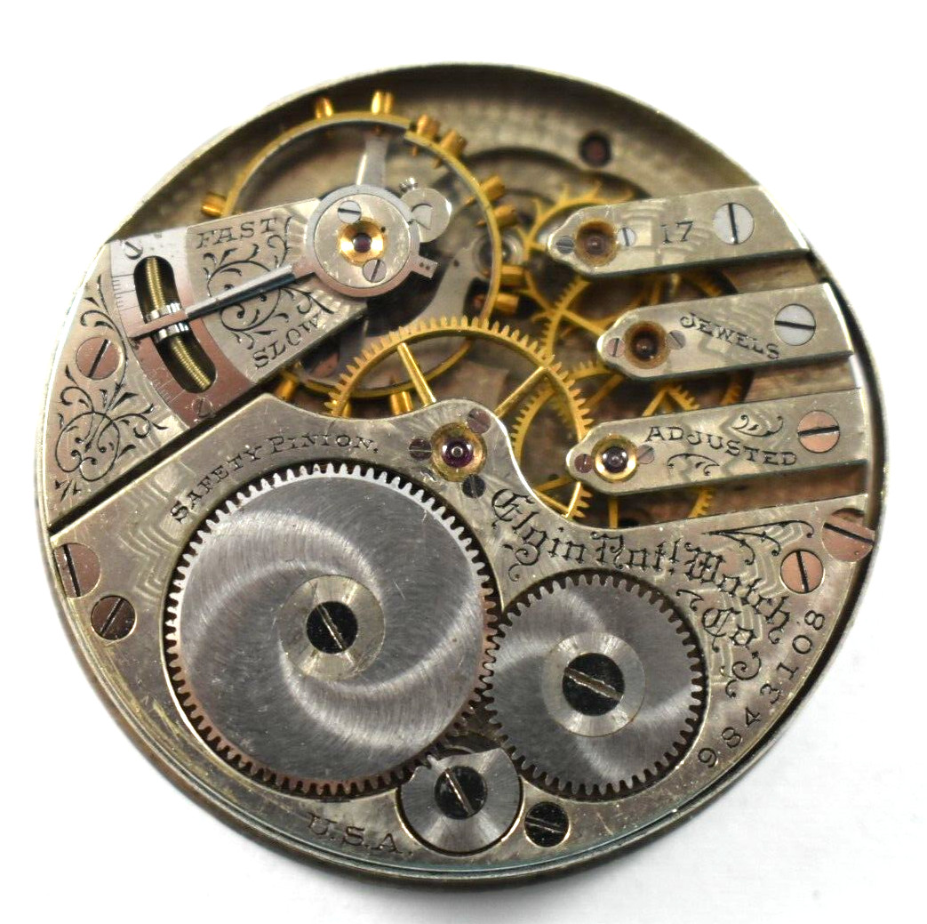 Vintage Elgin Grade 241 16s 17J Hunting Pocket Watch Movement lot.fl