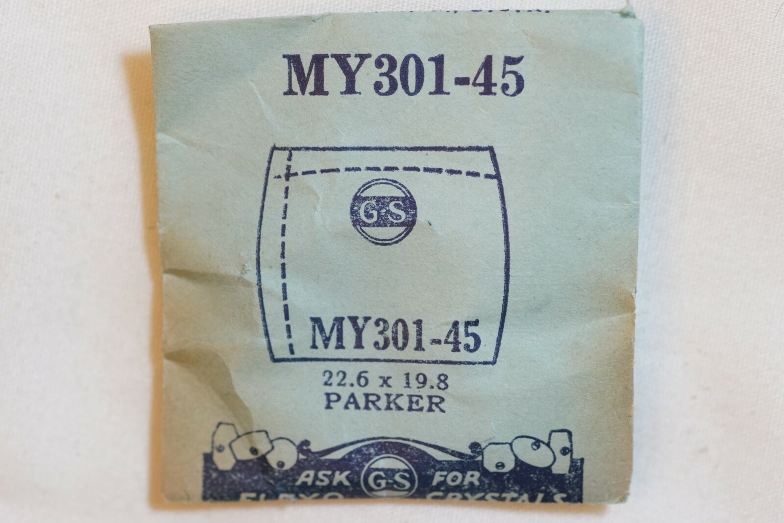 Parker Watch Crystal MY301-45 (22.6 x 19.8) Vintage NOS G&S Watch Crystal