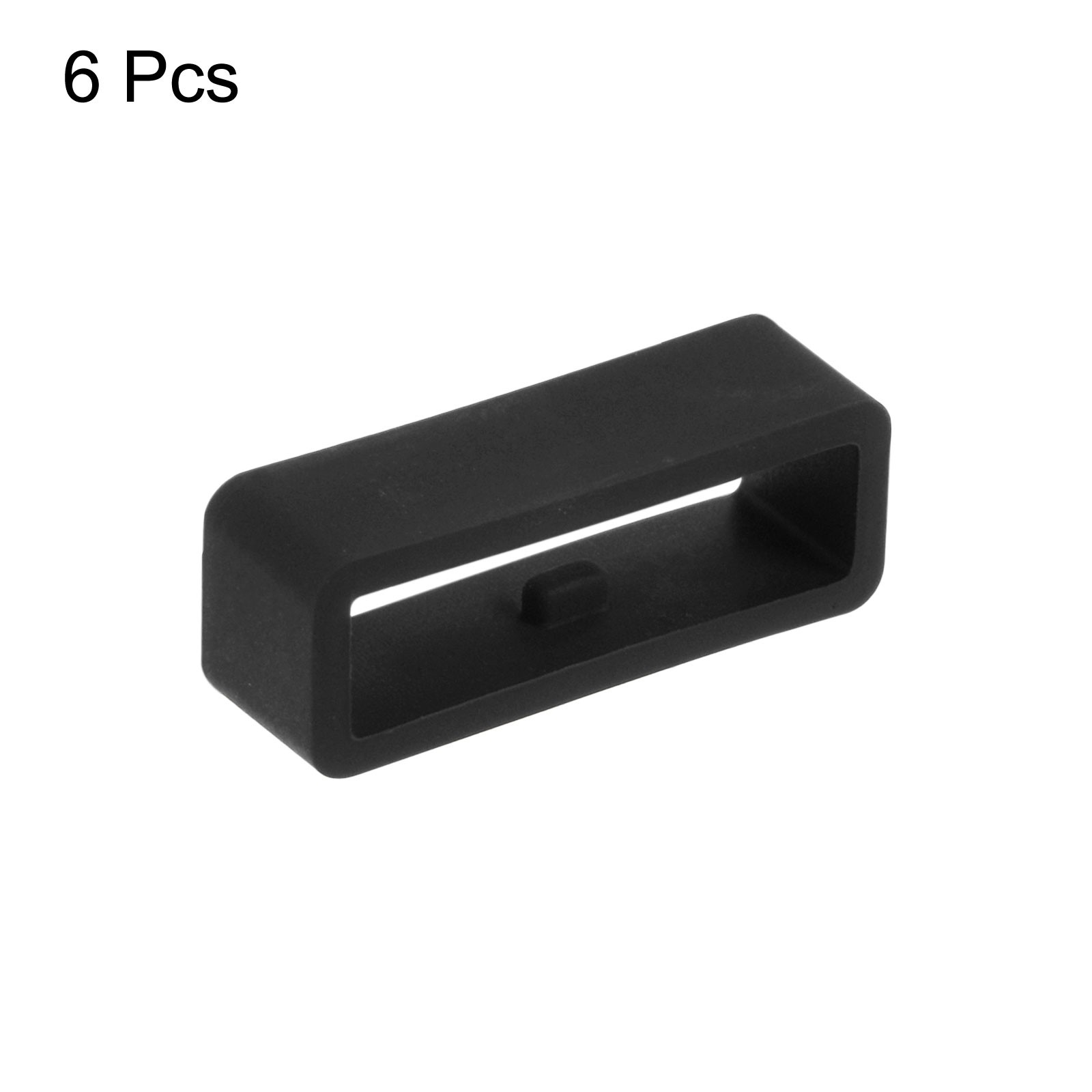 6pcs Watch Strap Loop Fastener Rings 20mm Rubber Watch Holder Keeper Black