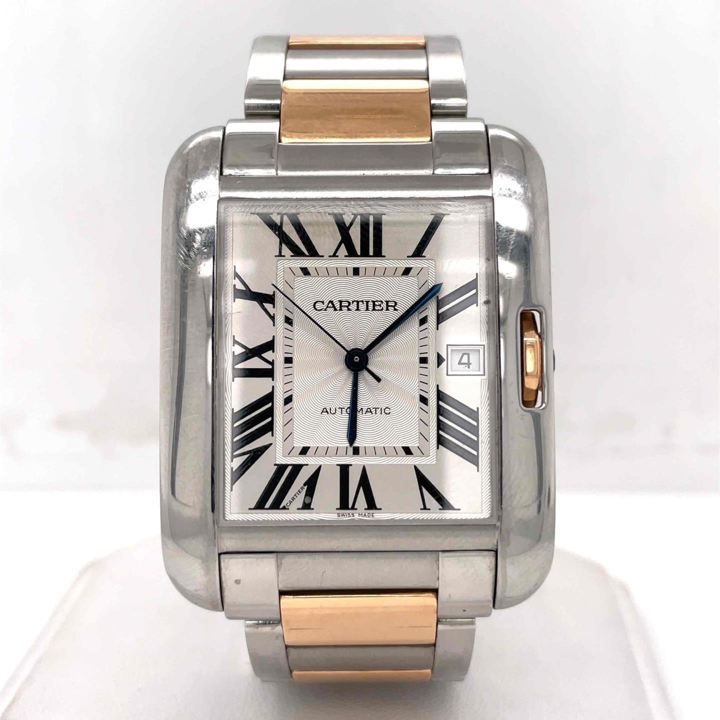 Cartier Tank Anglaise XL Automatic 36mm 18k Rose Gold & Steel Men Watch W5310006