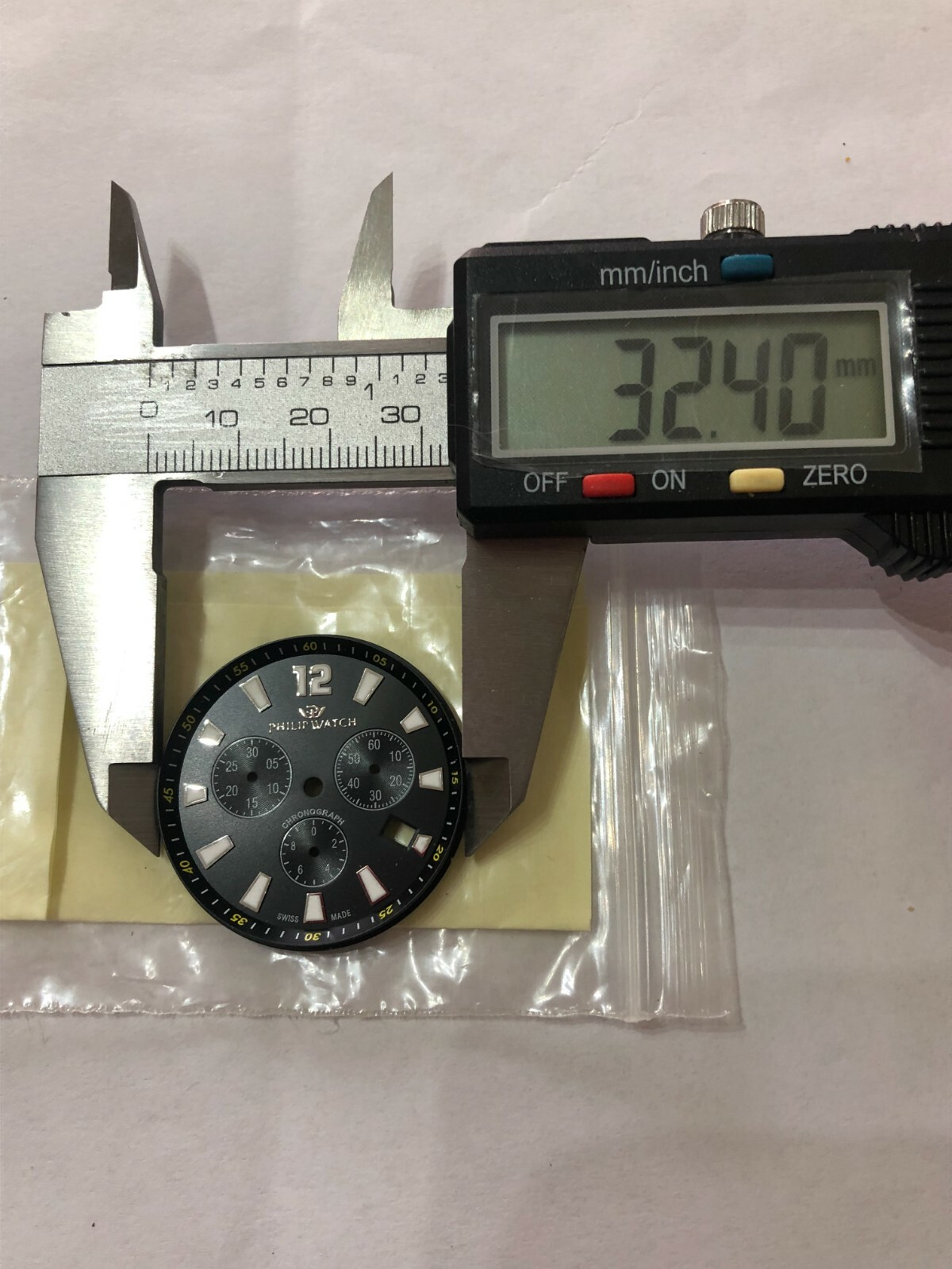 SPARE PARTS ACCESSORY PHILIP WATCH CARIBE BLACK CHRONO WATCH DIAL.
