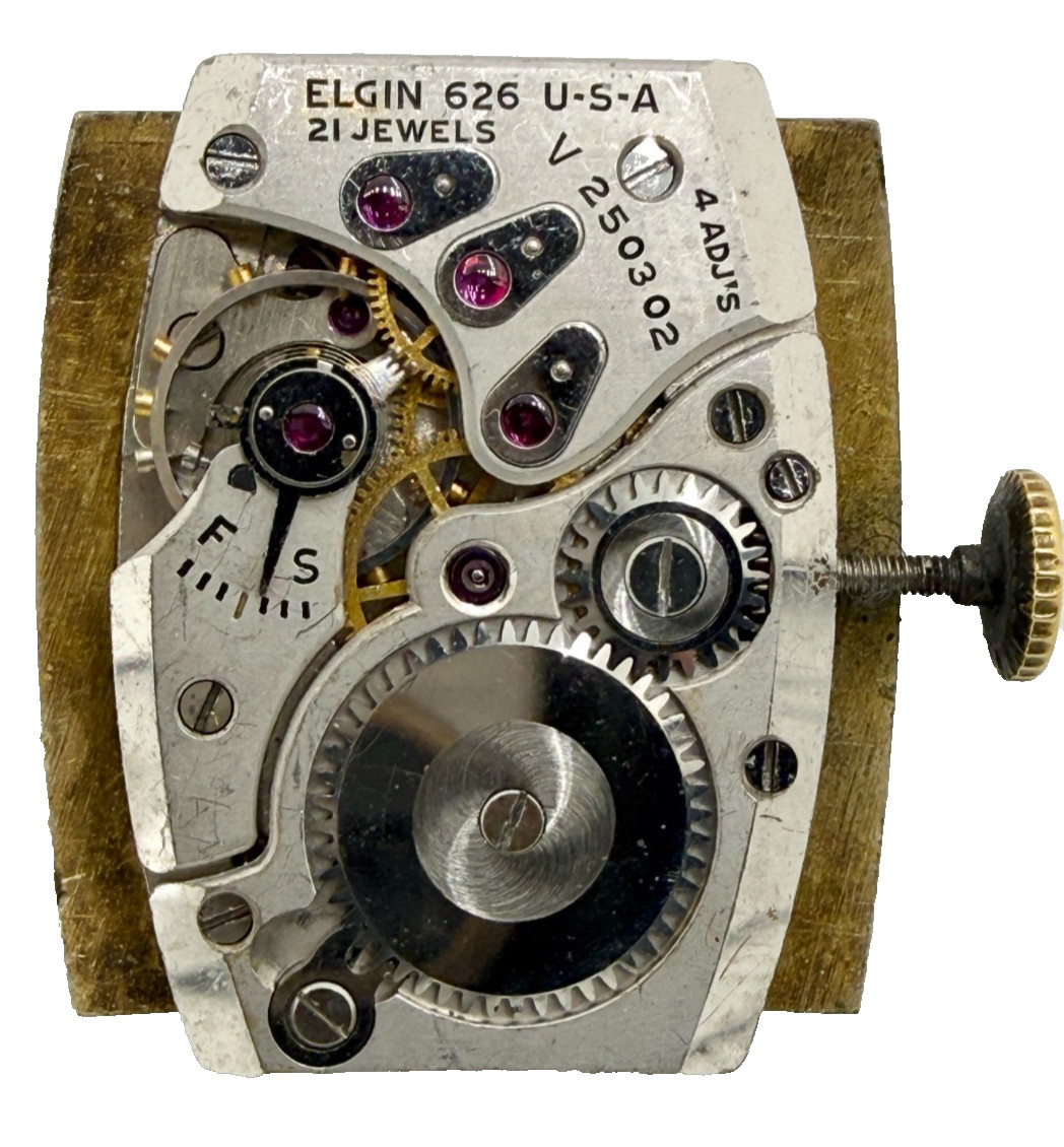 Running Vintage Manual Wind Elgin 21j Cal.626 Watch Movement